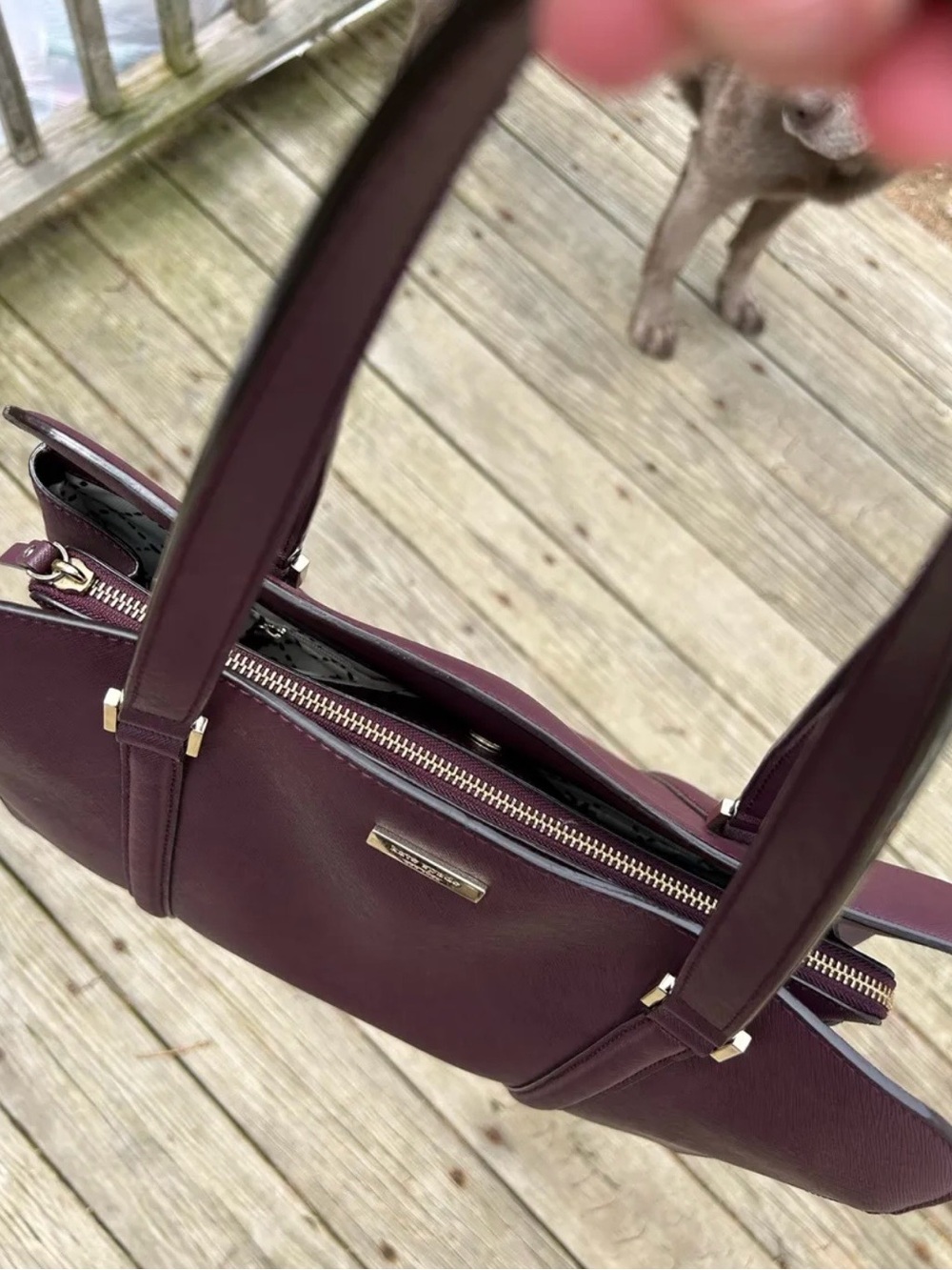 Kate Spade Plum Saffiano Leather Satchel with Gold Hardware - Picture 10 of 11